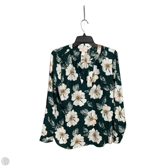 Blouse Long Sleeve By Loft In Floral Print, Size: Xs
