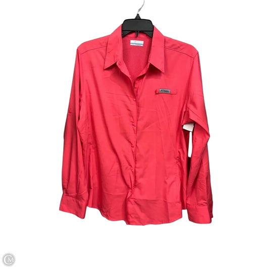 Athletic Top Long Sleeve Collar By Columbia In Coral, Size: L