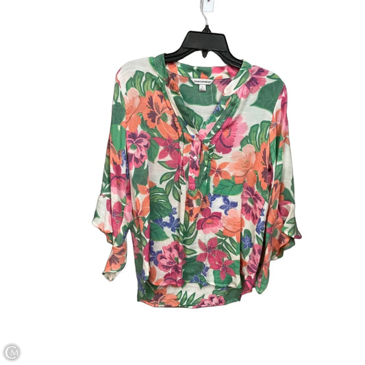 Top Long Sleeve By Counterparts In Floral Print, Size: M