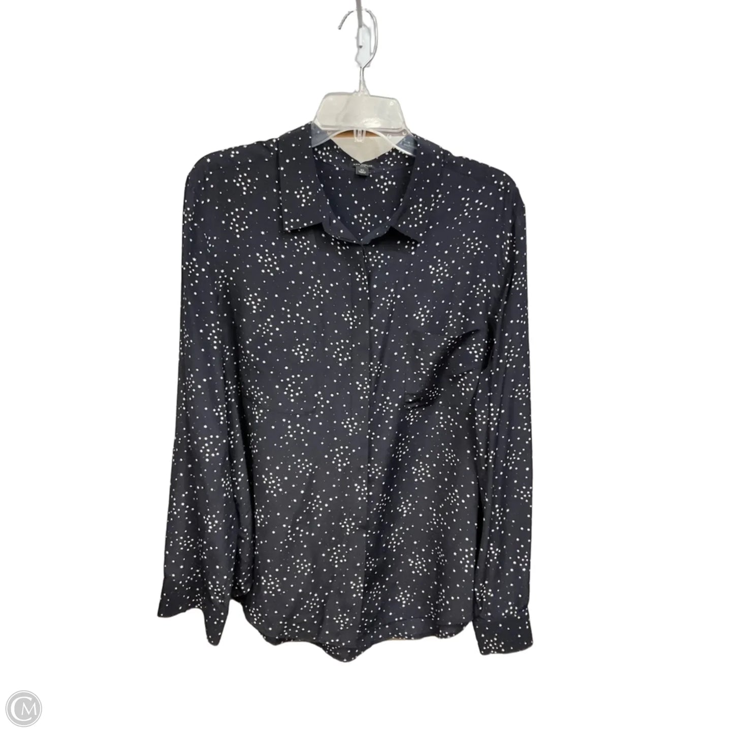 Blouse Long Sleeve By Ann Taylor In Navy, Size: Xl