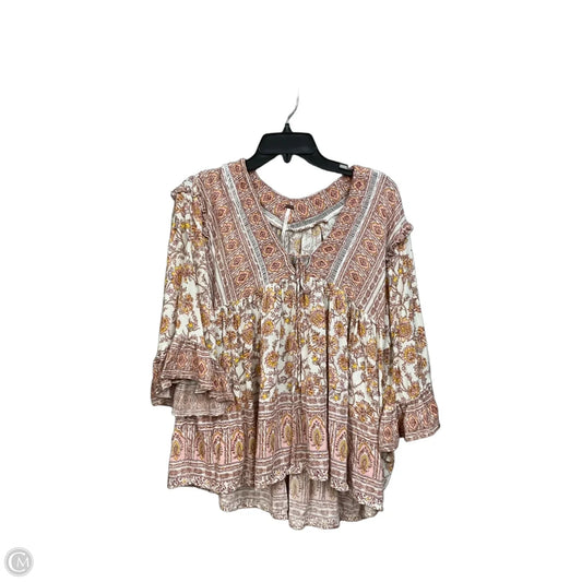Top 3/4 Sleeve By Free People In Floral Print, Size: Xs