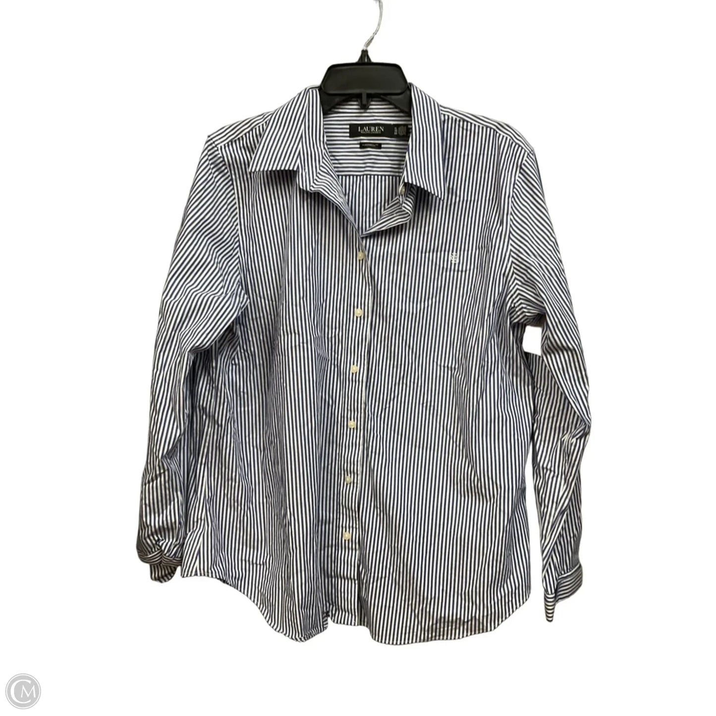 Blouse Long Sleeve By Lauren By Ralph Lauren In Striped Pattern, Size: Xl