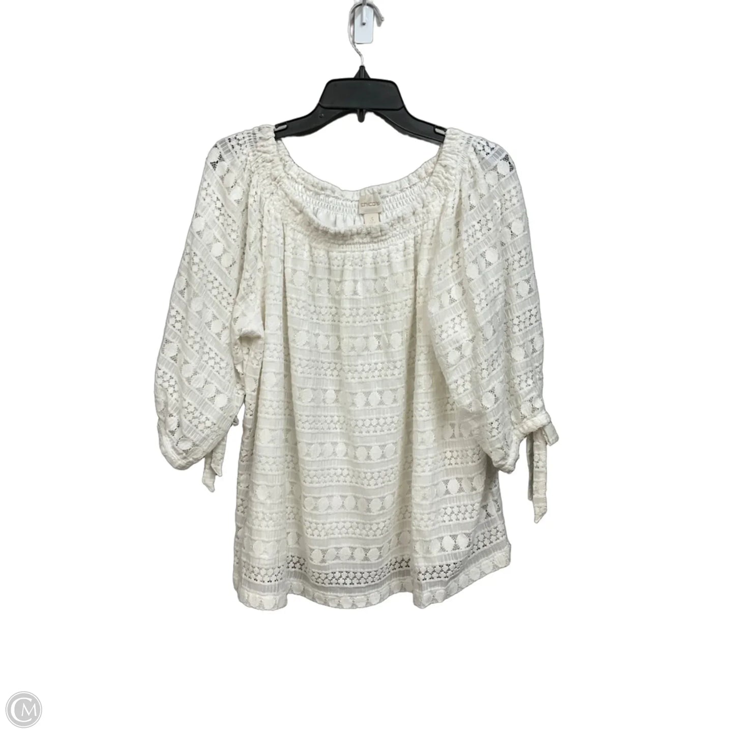 Top Short Sleeve By Chicos In White, Size: Xl