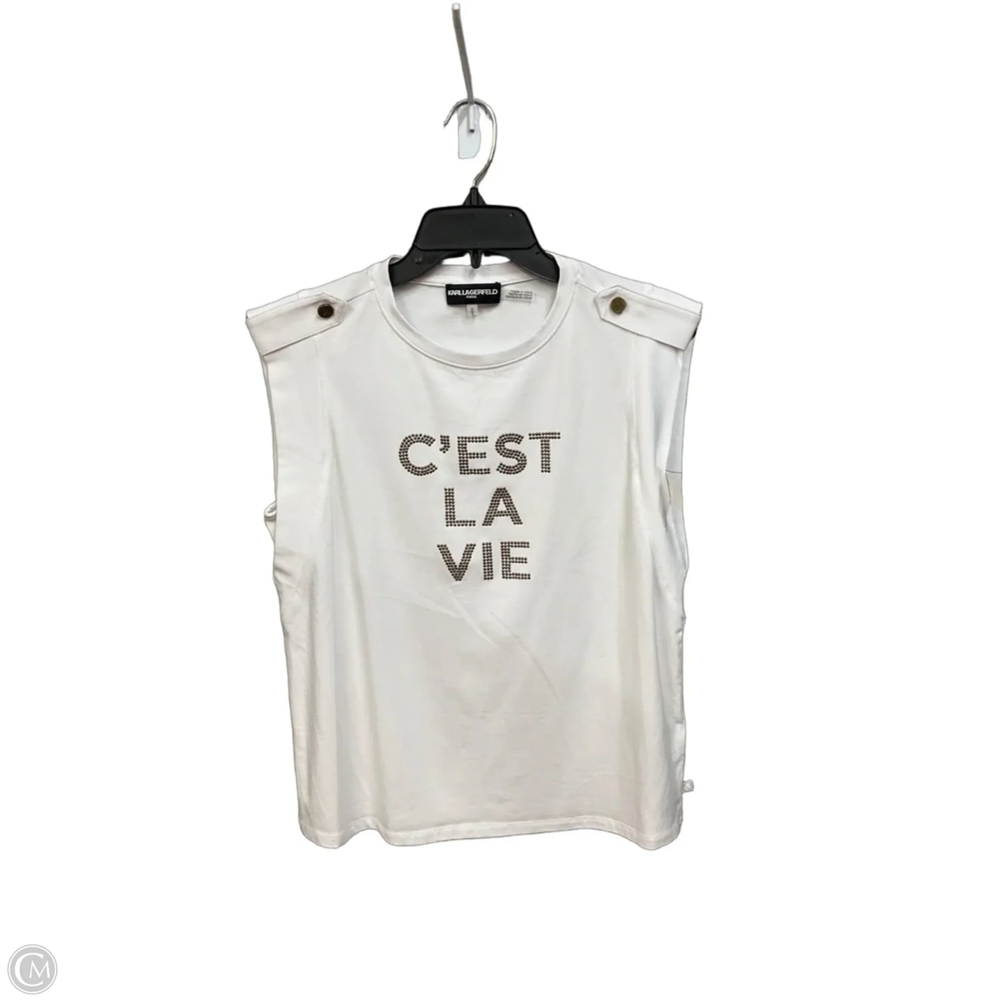 Top Sleeveless Designer By Karl Lagerfeld In White, Size: M