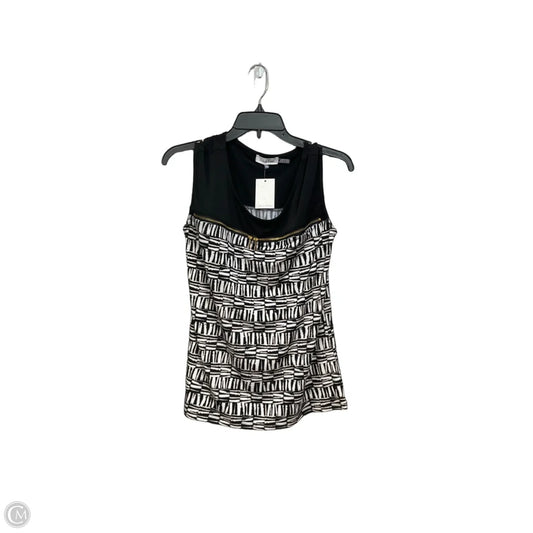 Top Sleeveless By Calvin Klein In Black & White, Size: L