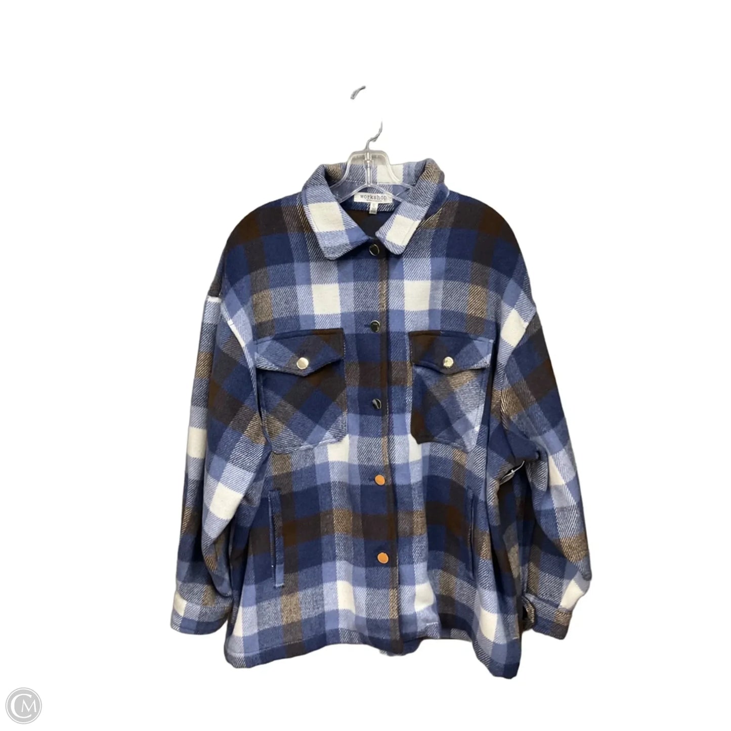 Jacket Shirt By Workshop In Plaid Pattern, Size: Xl