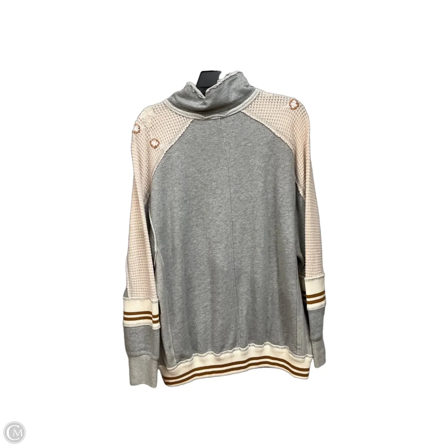 Sweatshirt Collar By Gimmicks In Cream & Grey, Size: L