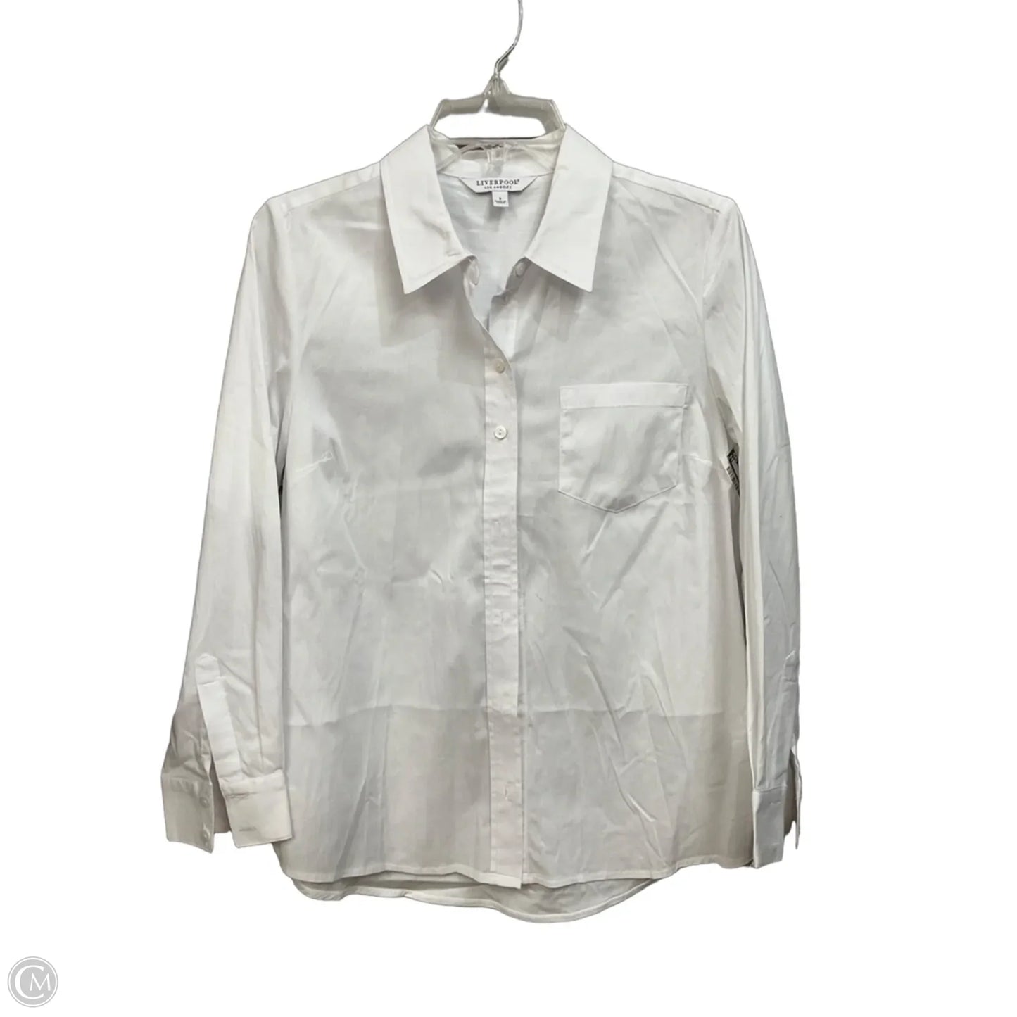 Top Long Sleeve By Liverpool In White, Size: S
