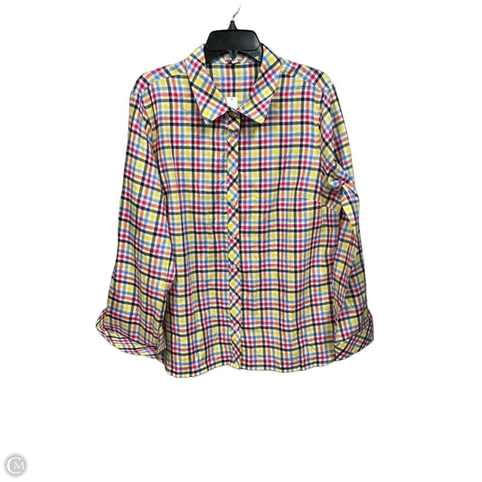 Top Long Sleeve By Talbots In Plaid Pattern, Size: Xl