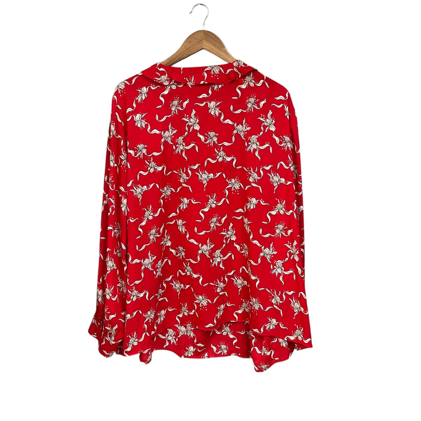 Top Long Sleeve By Liz Claiborne In Red & White, Size: 3x