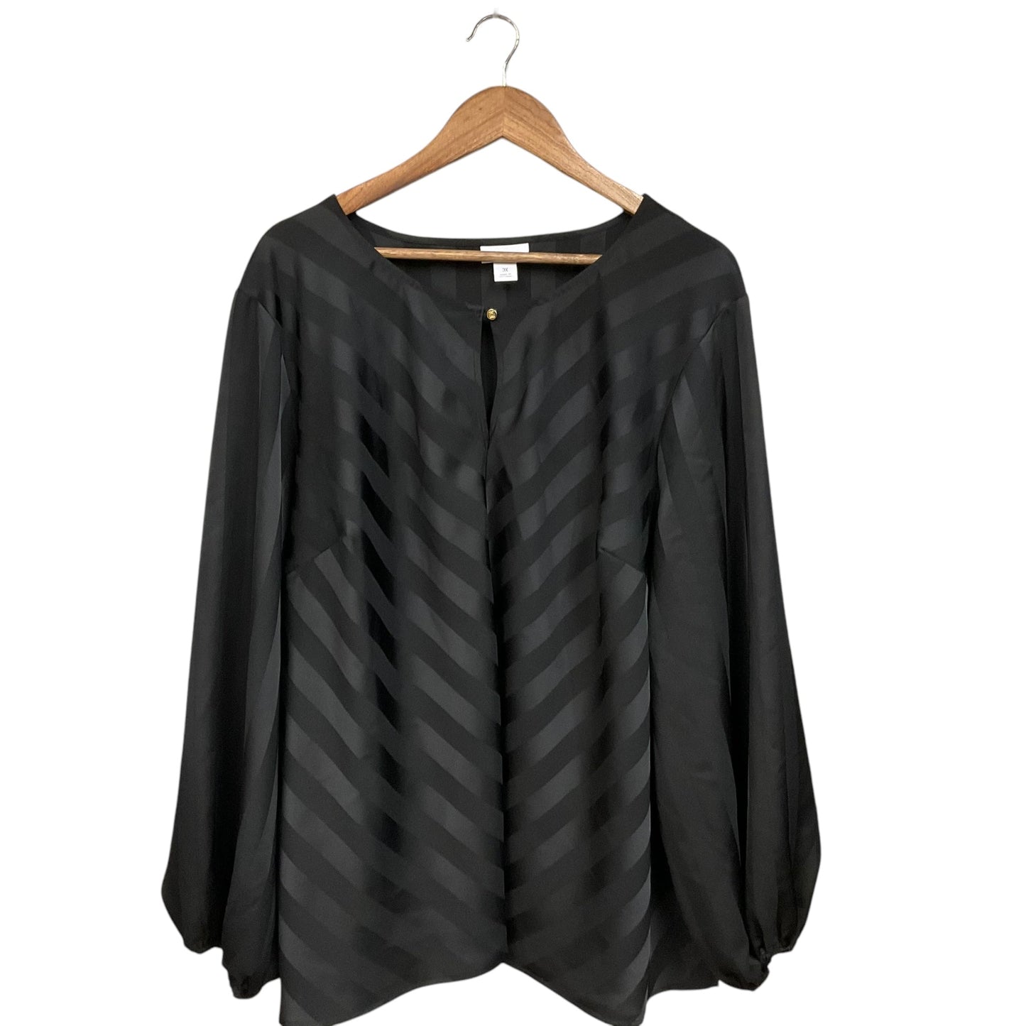 Top Long Sleeve By Liz Claiborne In Black, Size: 3x