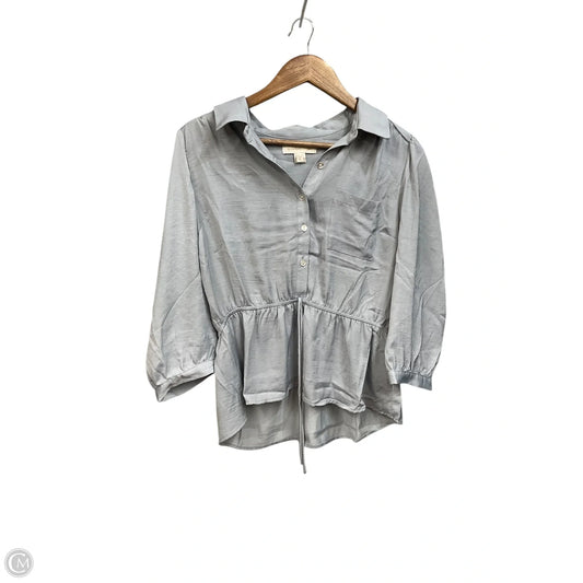 Blouse 3/4 Sleeve By Monteau In Grey, Size: Xl
