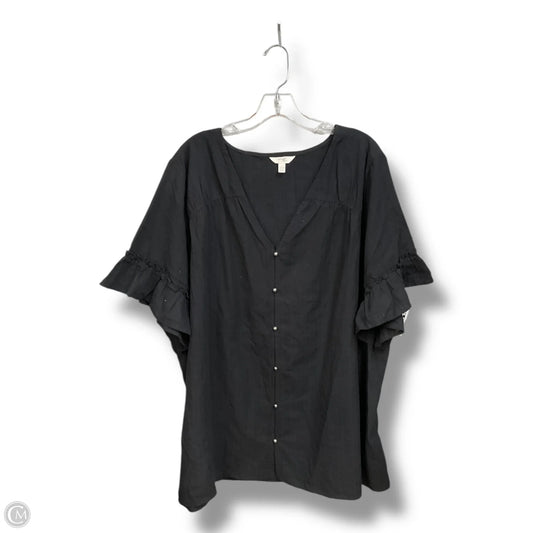 Blouse Short Sleeve By Terra & Sky In Black, Size: 1x