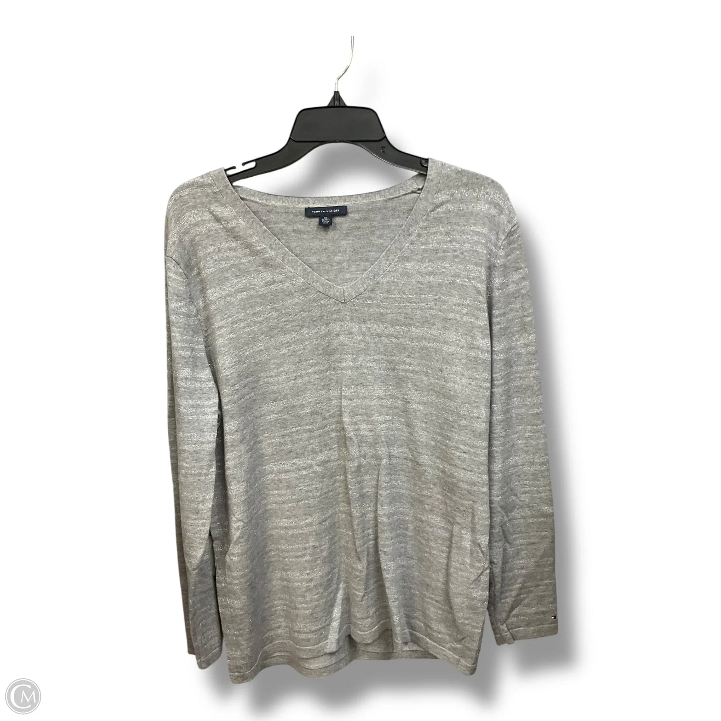 Top Long Sleeve By Tommy Hilfiger In Grey & Silver, Size: Xl