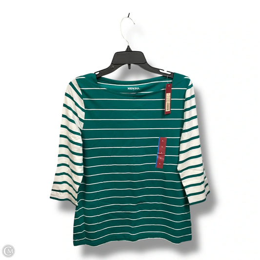 Top 3/4 Sleeve By Merona In Green & White, Size: L