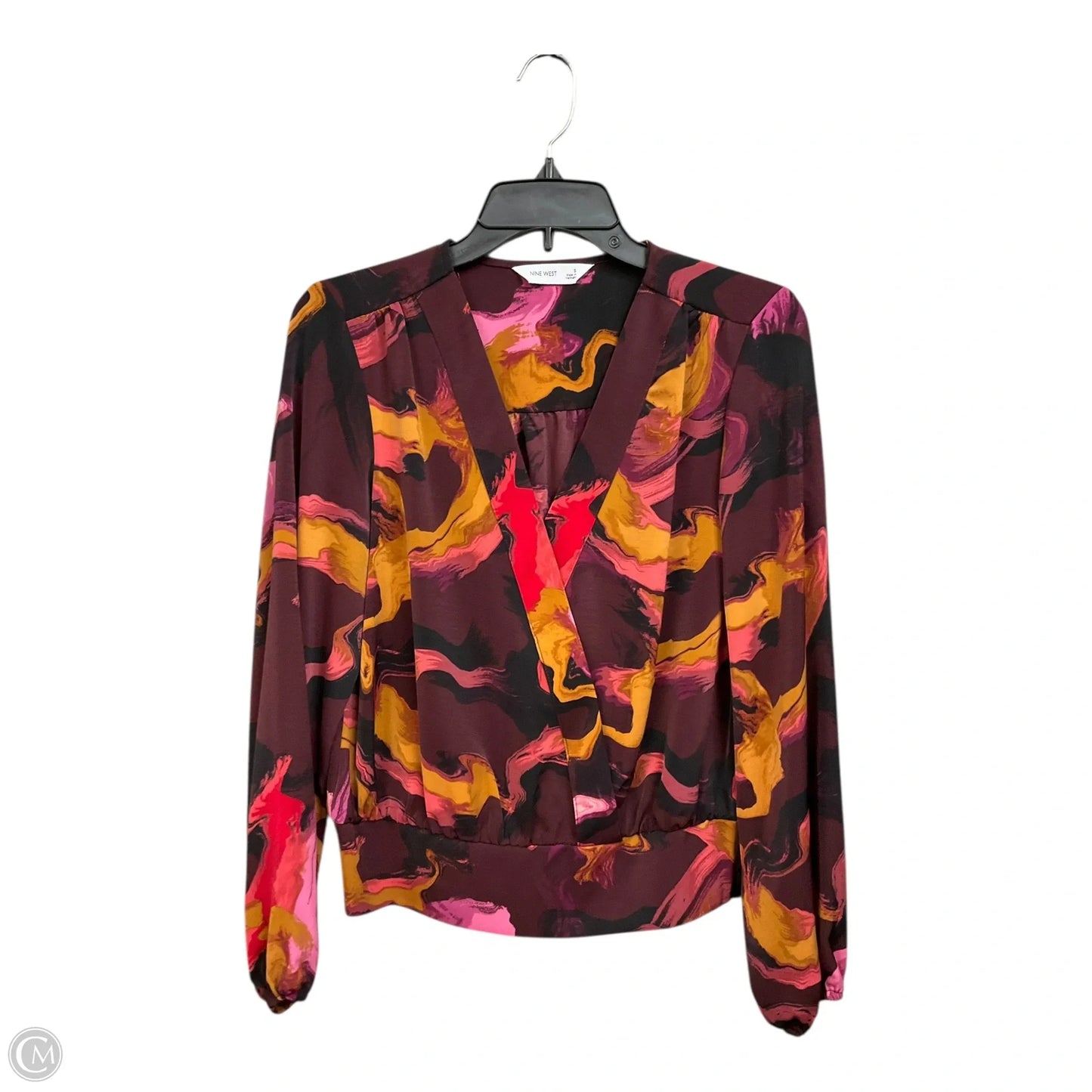Blouse Long Sleeve By Nine West Apparel In Multi-colored, Size: S