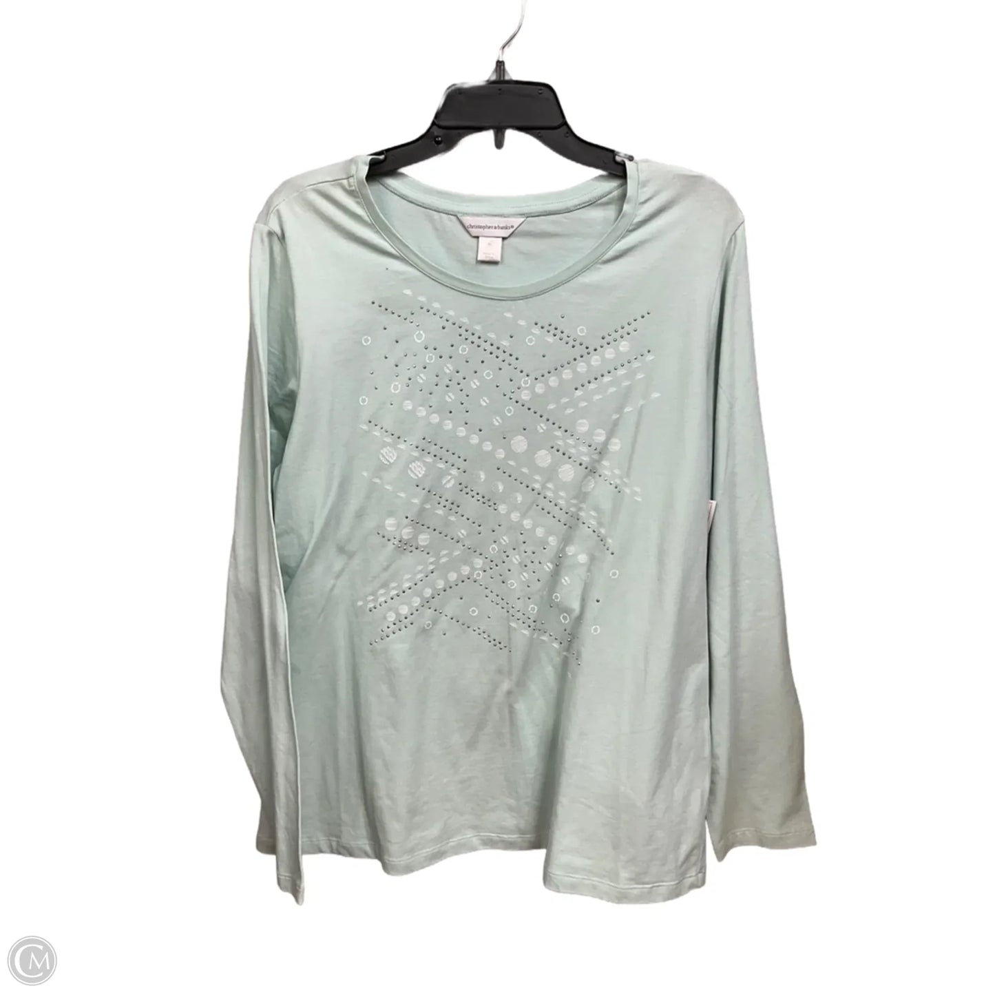 Top Long Sleeve By Christopher And Banks In Green & White, Size: Xl