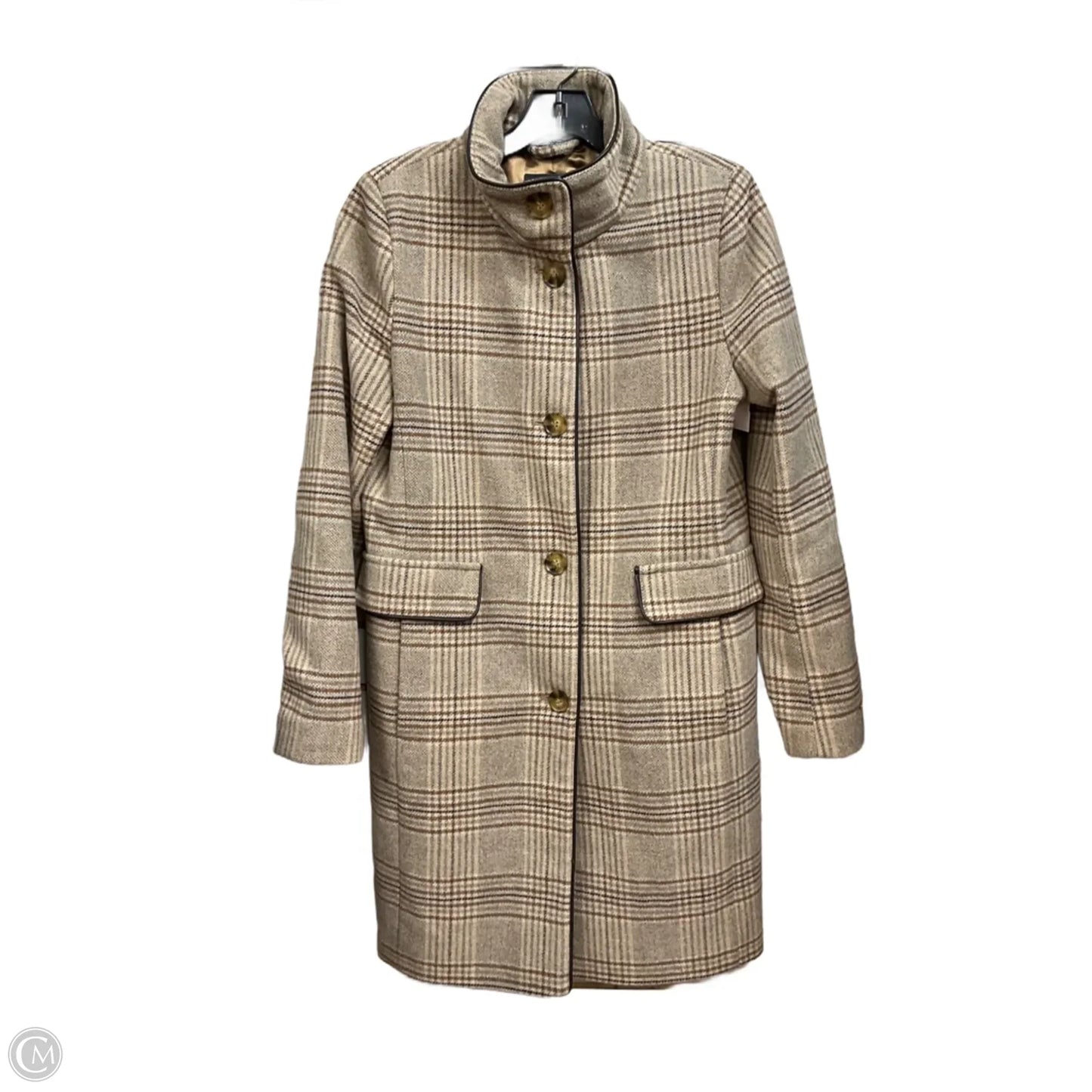 Coat Wool By Dkny In Plaid Pattern, Size: S