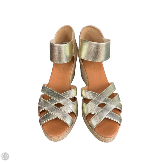 Sandals Heels Wedge By Cmb In Gold, Size: 8.5