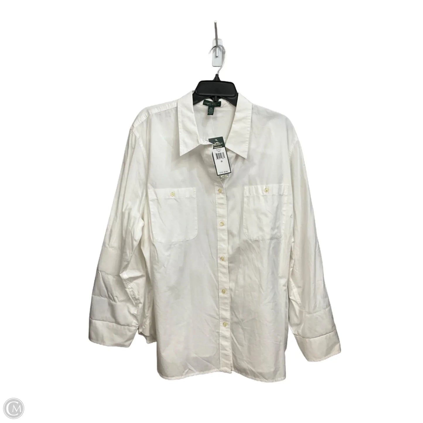 Blouse Long Sleeve By Lauren By Ralph Lauren In White, Size: 3x