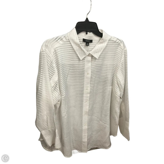 Blouse Long Sleeve By Alfani In White, Size: Xl