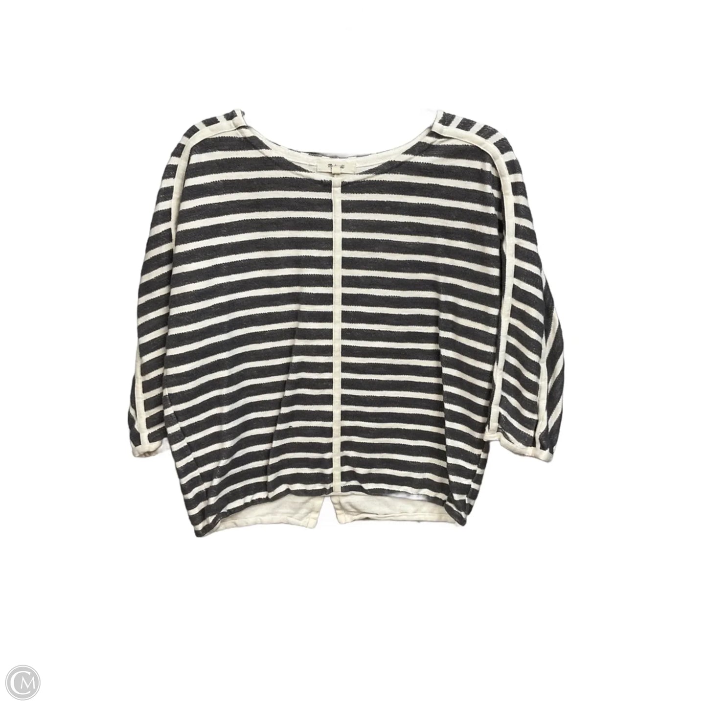 Top 3/4 Sleeve By Madewell In Grey & White, Size: M