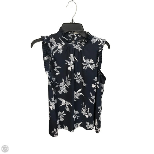 Top Sleeveless By Ann Taylor In Blue & White, Size: L