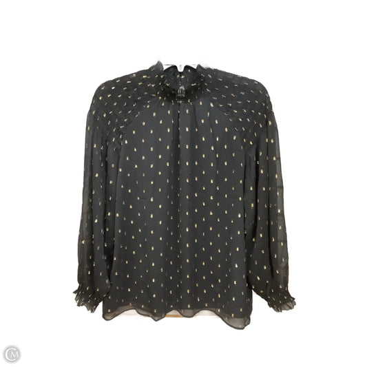 Blouse Long Sleeve By Ann Taylor In Black & Gold, Size: Lp