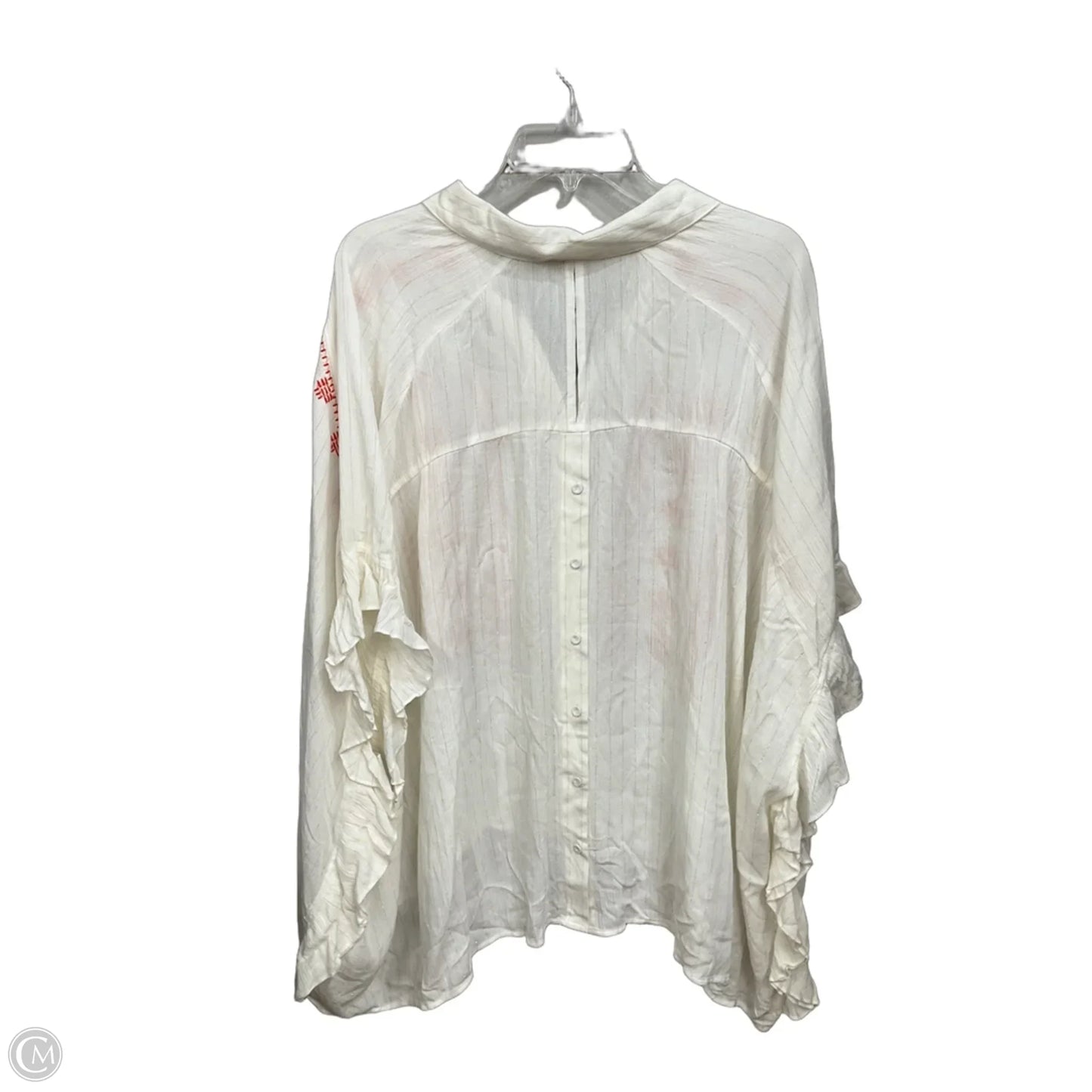 Blouse Short Sleeve By Daniel Rainn In Red & White, Size: M