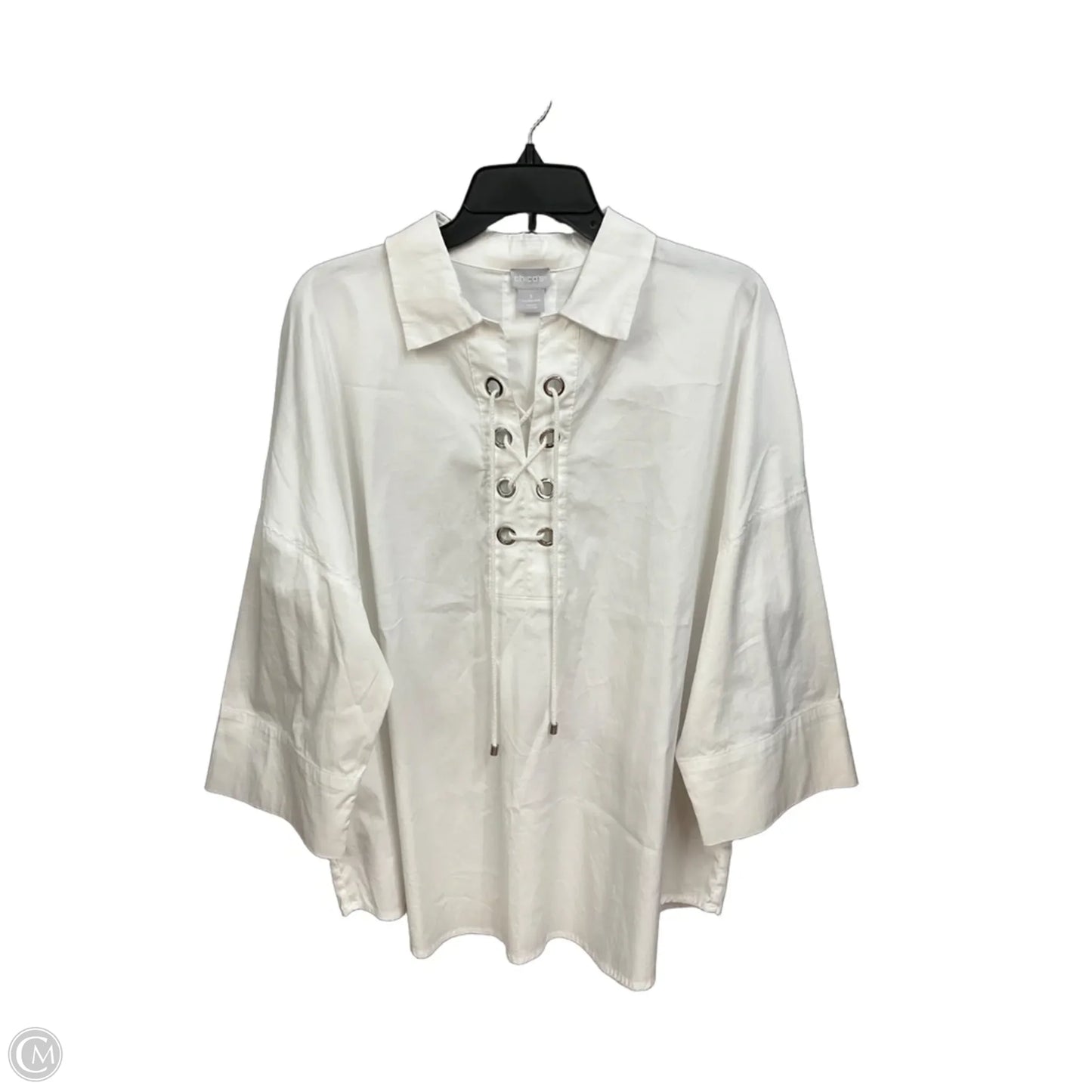 Top 3/4 Sleeve By Chicos In White, Size: Xl