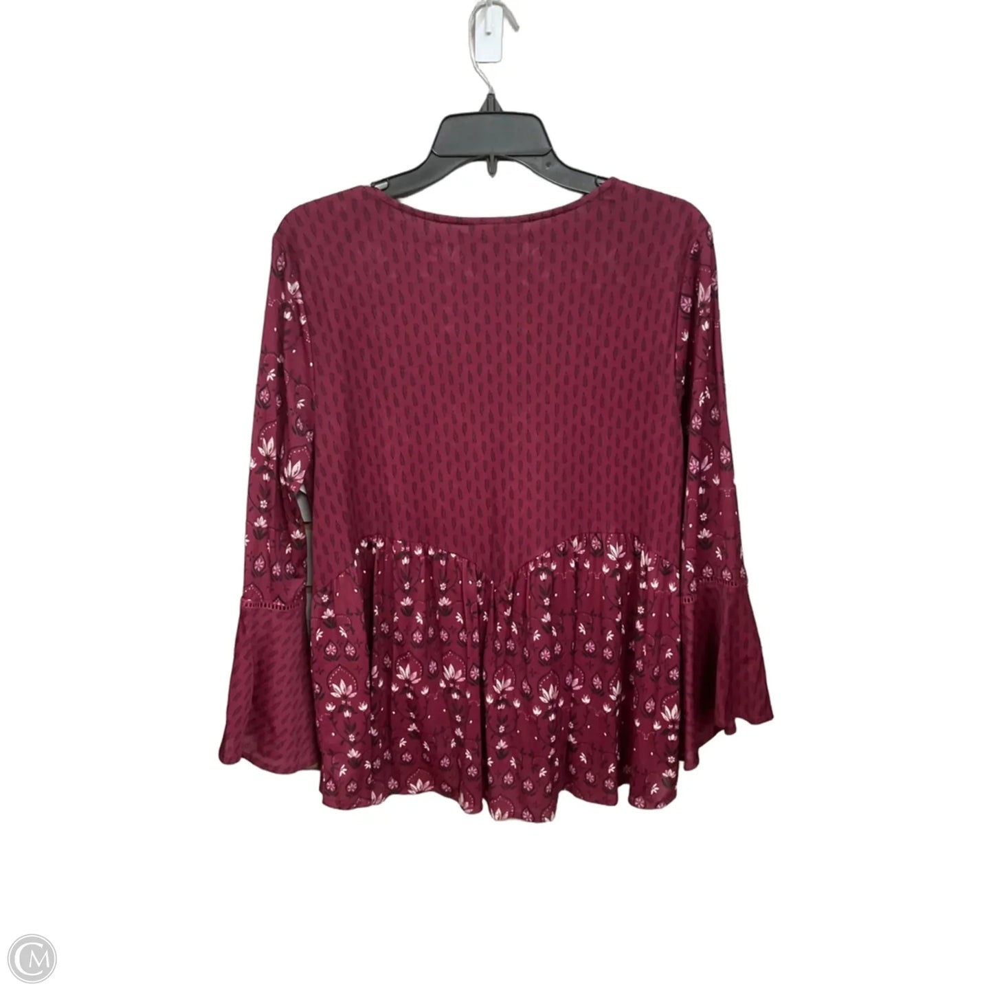 Top Long Sleeve By Style And Company In Maroon, Size: Lp
