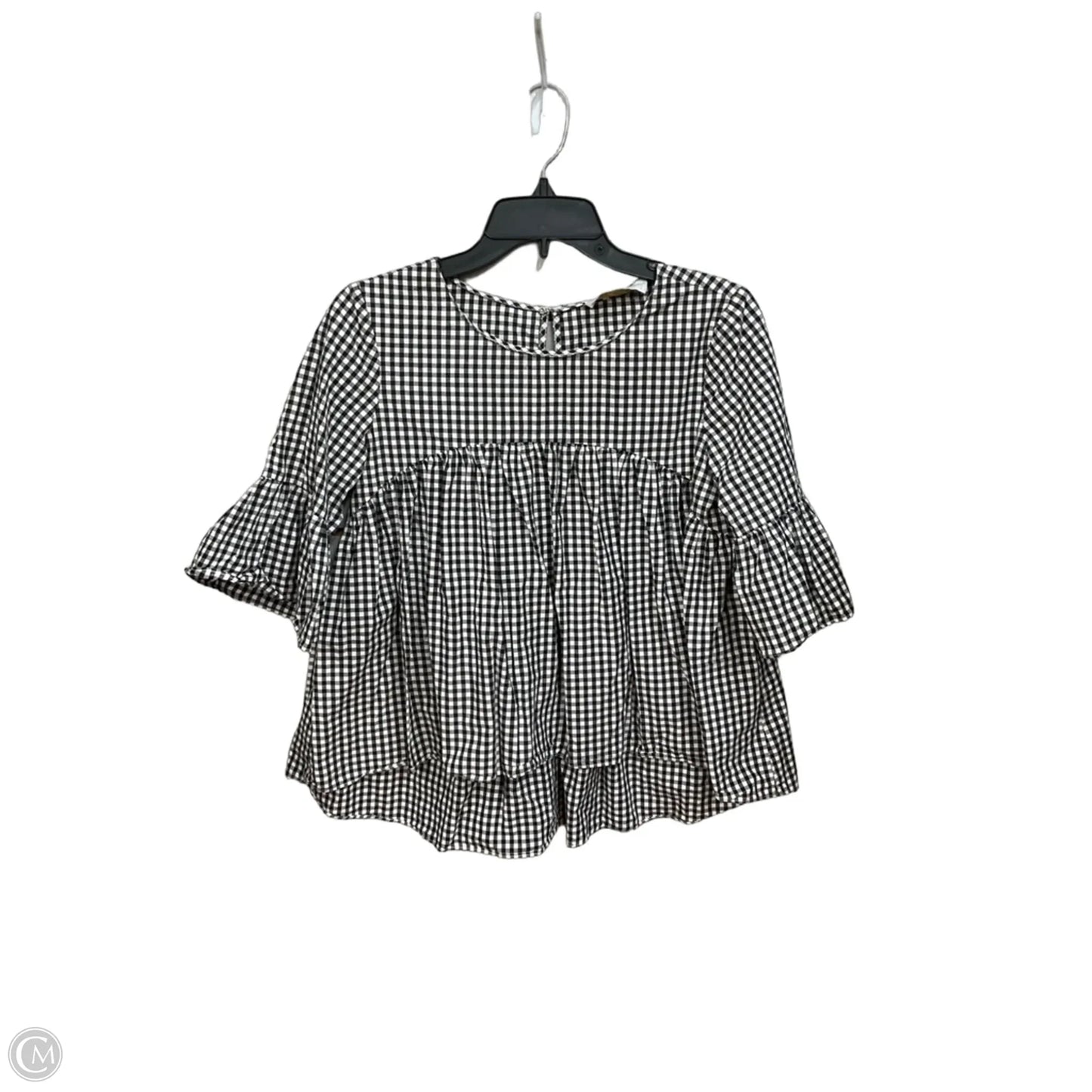 Top 3/4 Sleeve By Amanda Uprichard In Checkered Pattern, Size: S