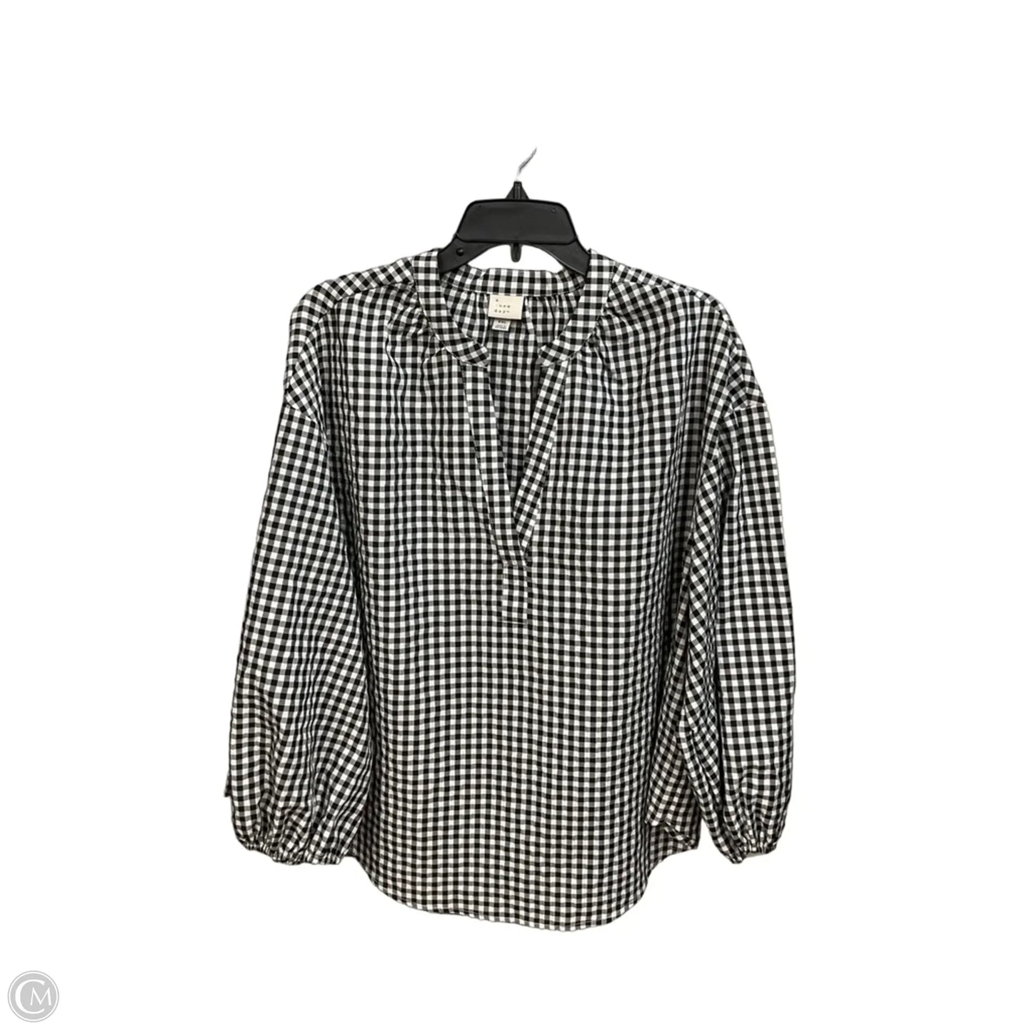 Top 3/4 Sleeve By A New Day In Checkered Pattern, Size: Xxl