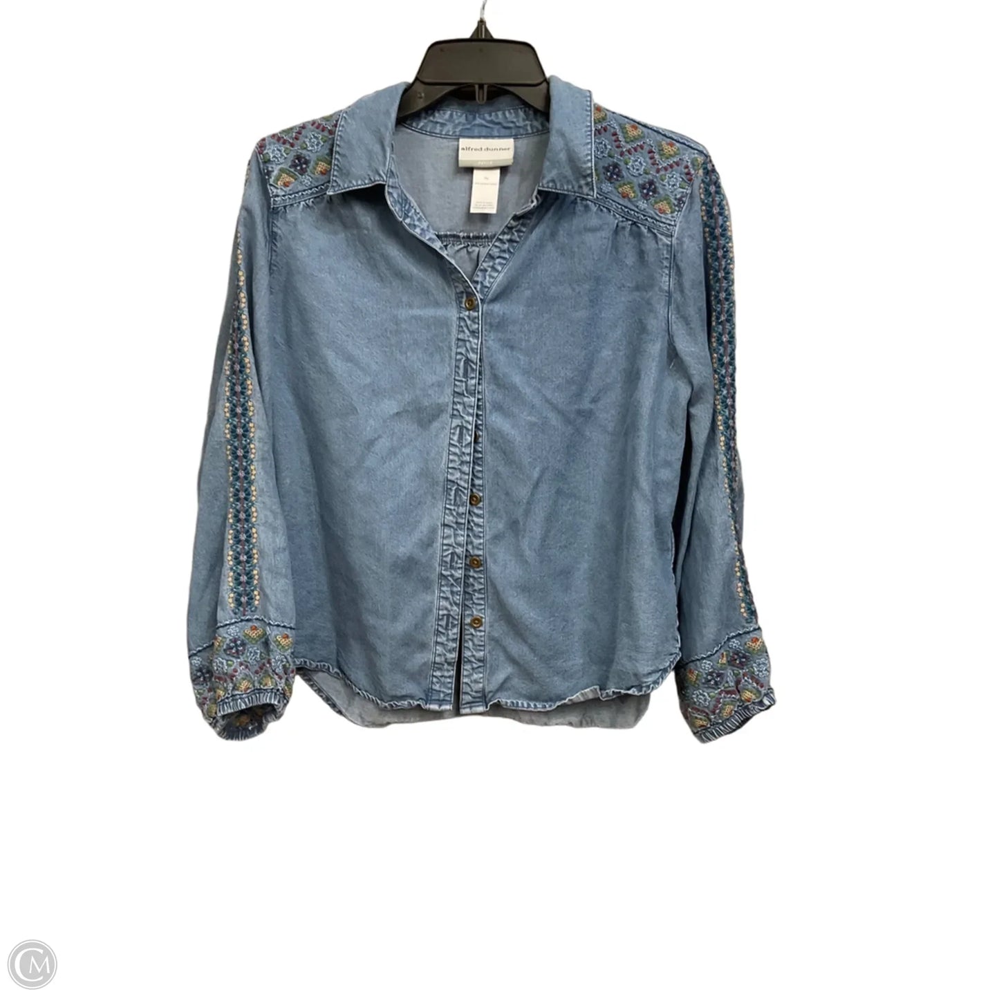 Top Long Sleeve By Alfred Dunner In Blue Denim, Size: M