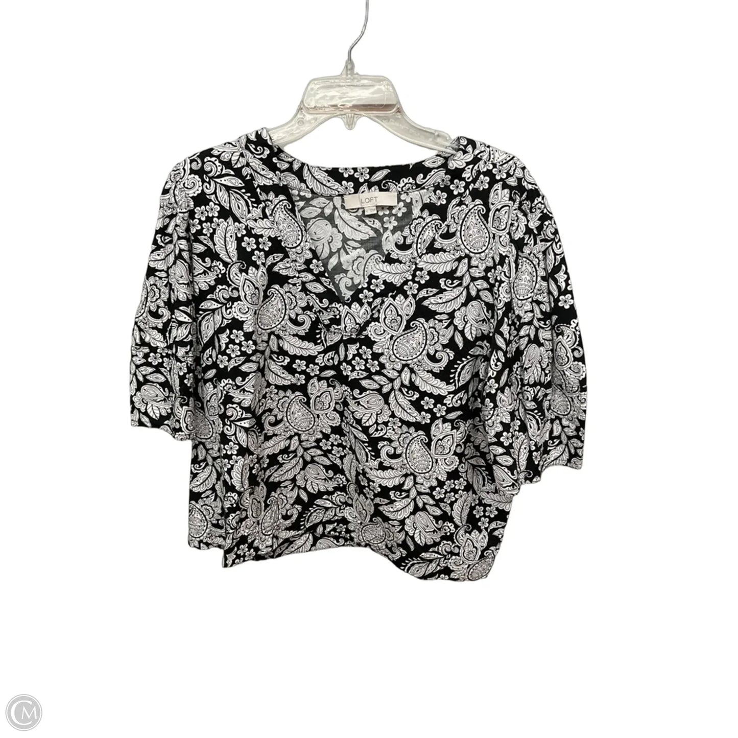 Top Short Sleeve By Loft In Black & White, Size: Xl