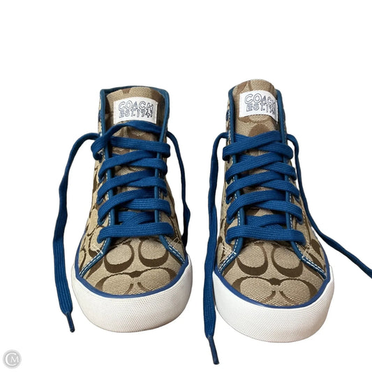 Shoes Designer By Coach In Blue & Brown, Size: 7