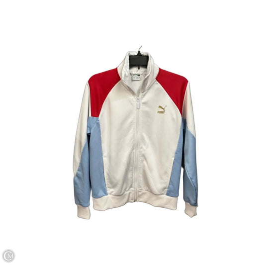 Athletic Jacket By Puma In Blue Red & White, Size: M