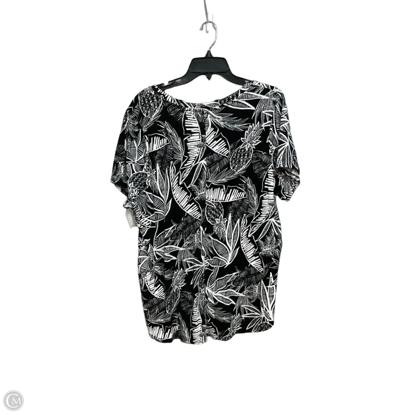 Top Short Sleeve By Christian Siriano In Black & White, Size: 2x