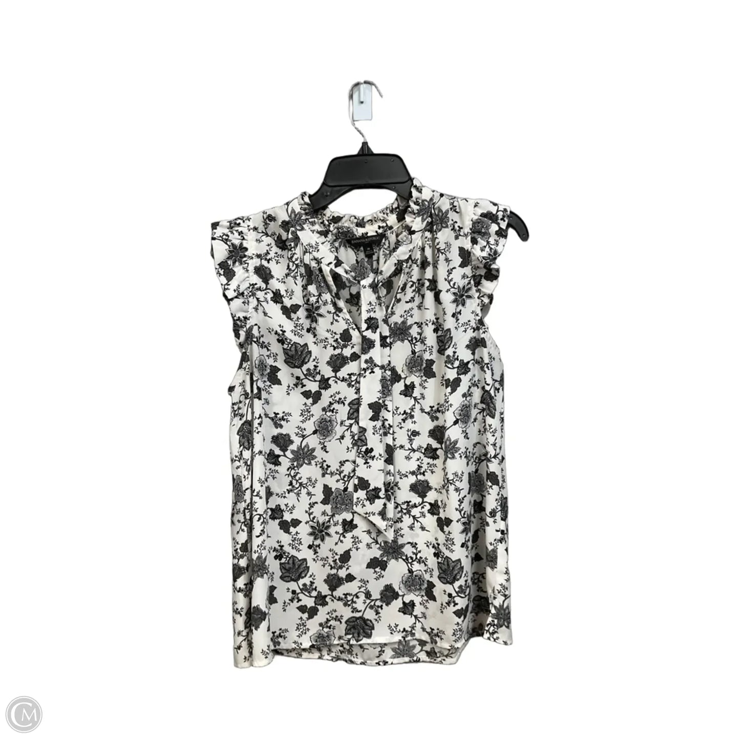 Blouse Sleeveless By Banana Republic In Black & White, Size: M