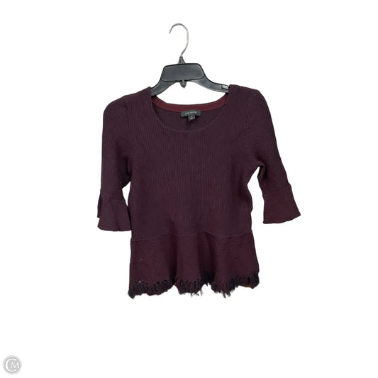 Top 3/4 Sleeve By Ann Taylor In Maroon, Size: S