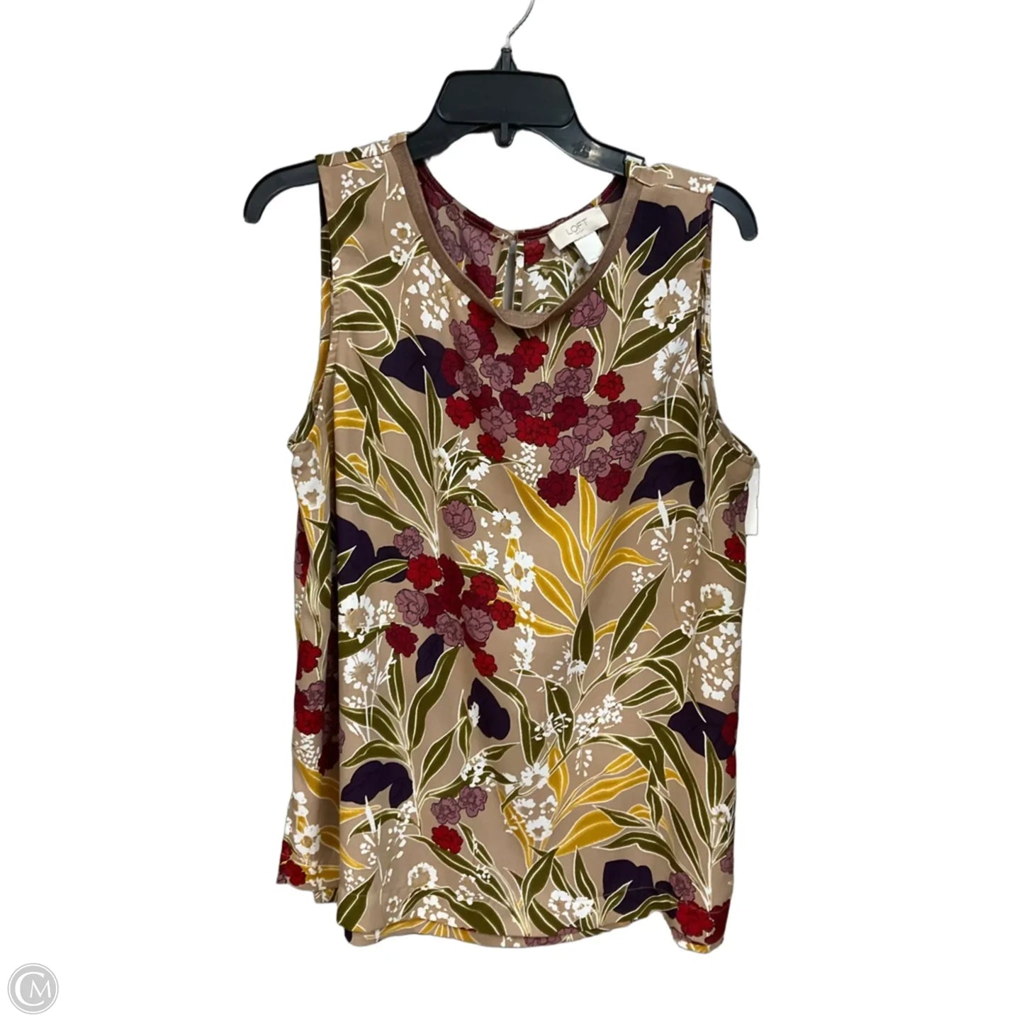 Top Sleeveless By Loft In Floral Print, Size: L