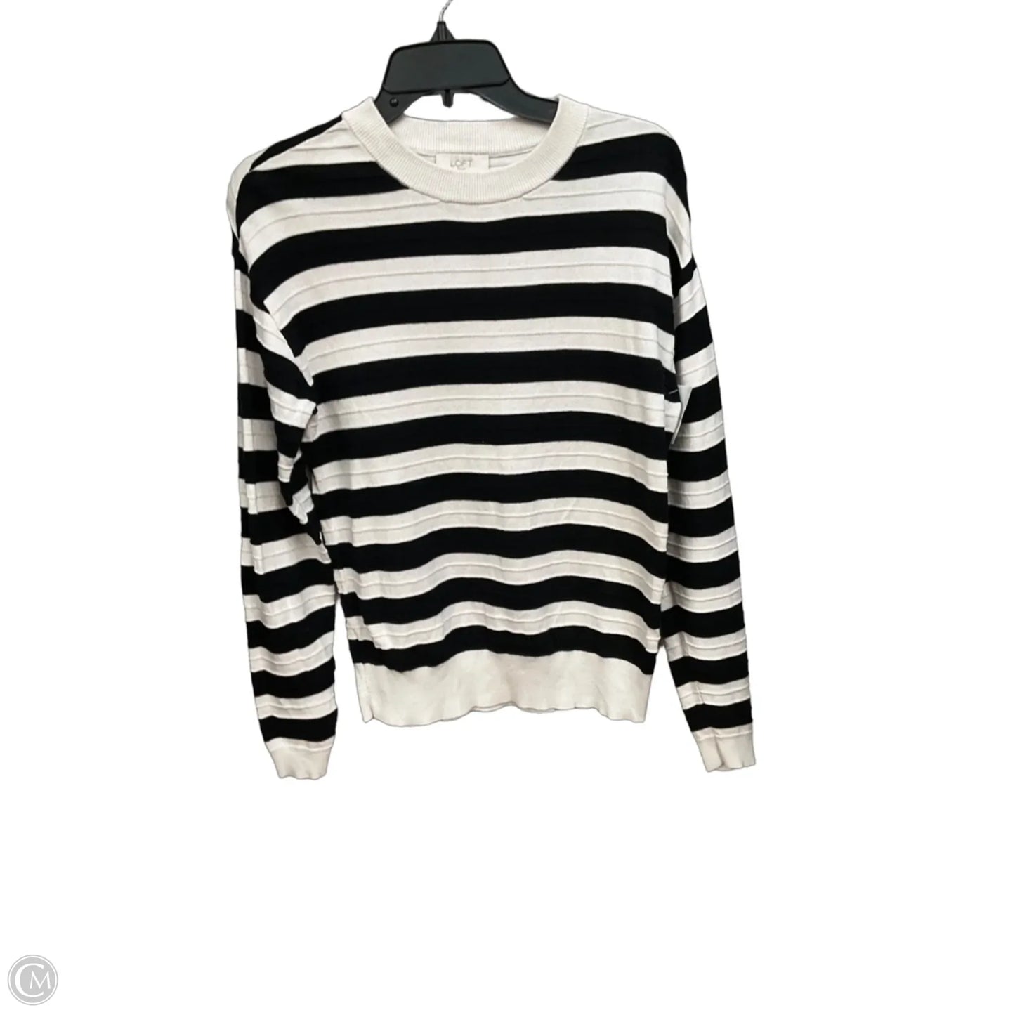 Top Long Sleeve By Loft In Black & White, Size: S