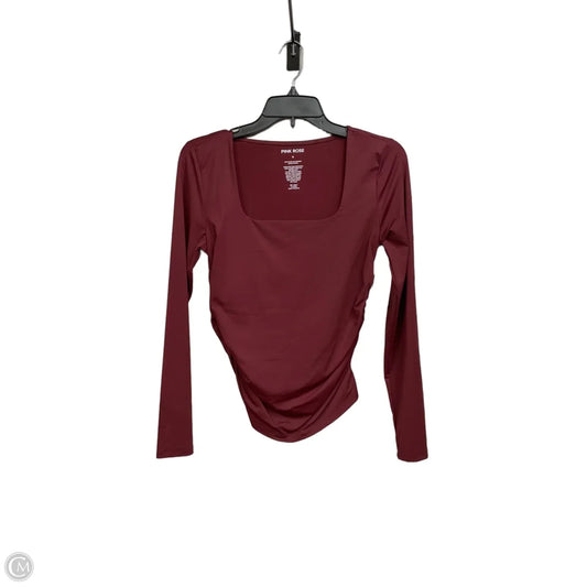 Top Long Sleeve By Pink Rose In Maroon, Size: M