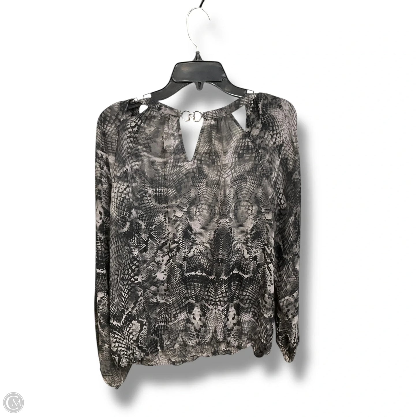 Blouse Long Sleeve By Jennifer Lopez In Snakeskin Print, Size: L