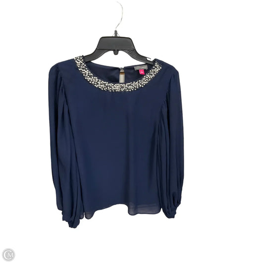 Blouse Long Sleeve By Vince Camuto In Navy, Size: L