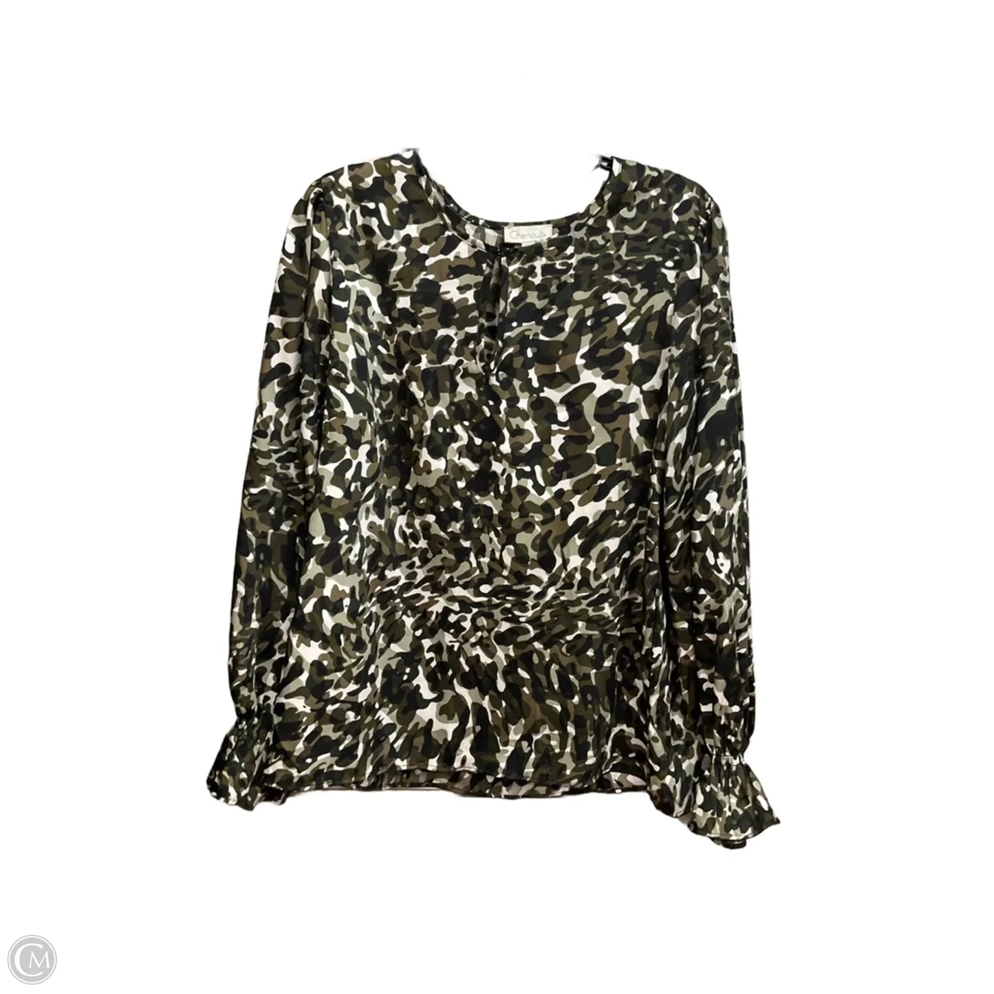 Blouse Long Sleeve By Chenault In Camouflage Print, Size: L