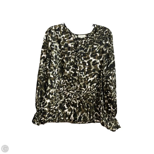 Blouse Long Sleeve By Chenault In Camouflage Print, Size: L