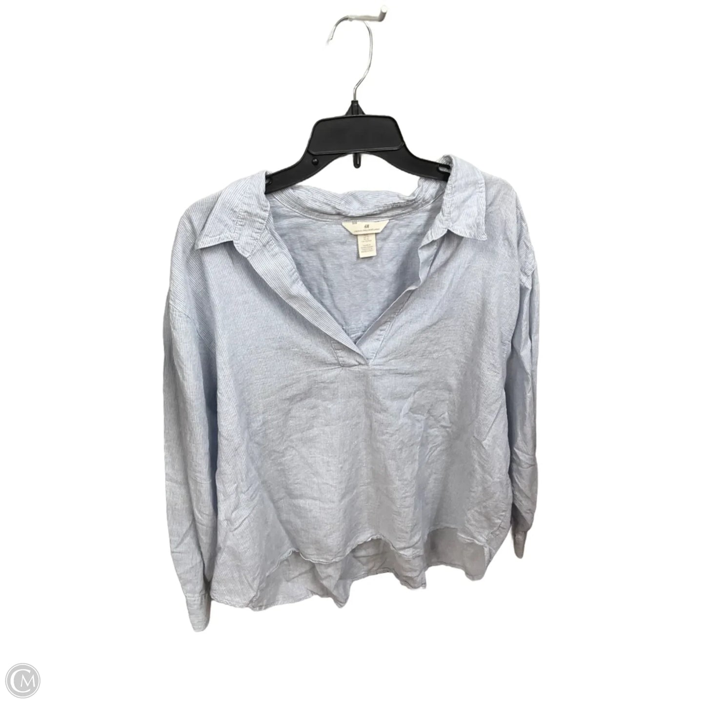 Top Long Sleeve By H&m In Blue & White, Size: Xl