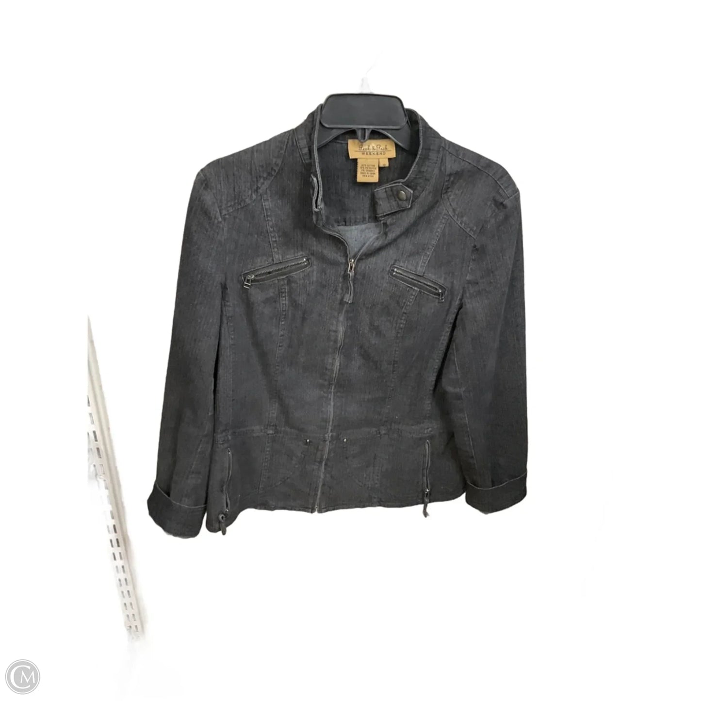 Jacket Denim By Peck And Peck In Black Denim, Size: M