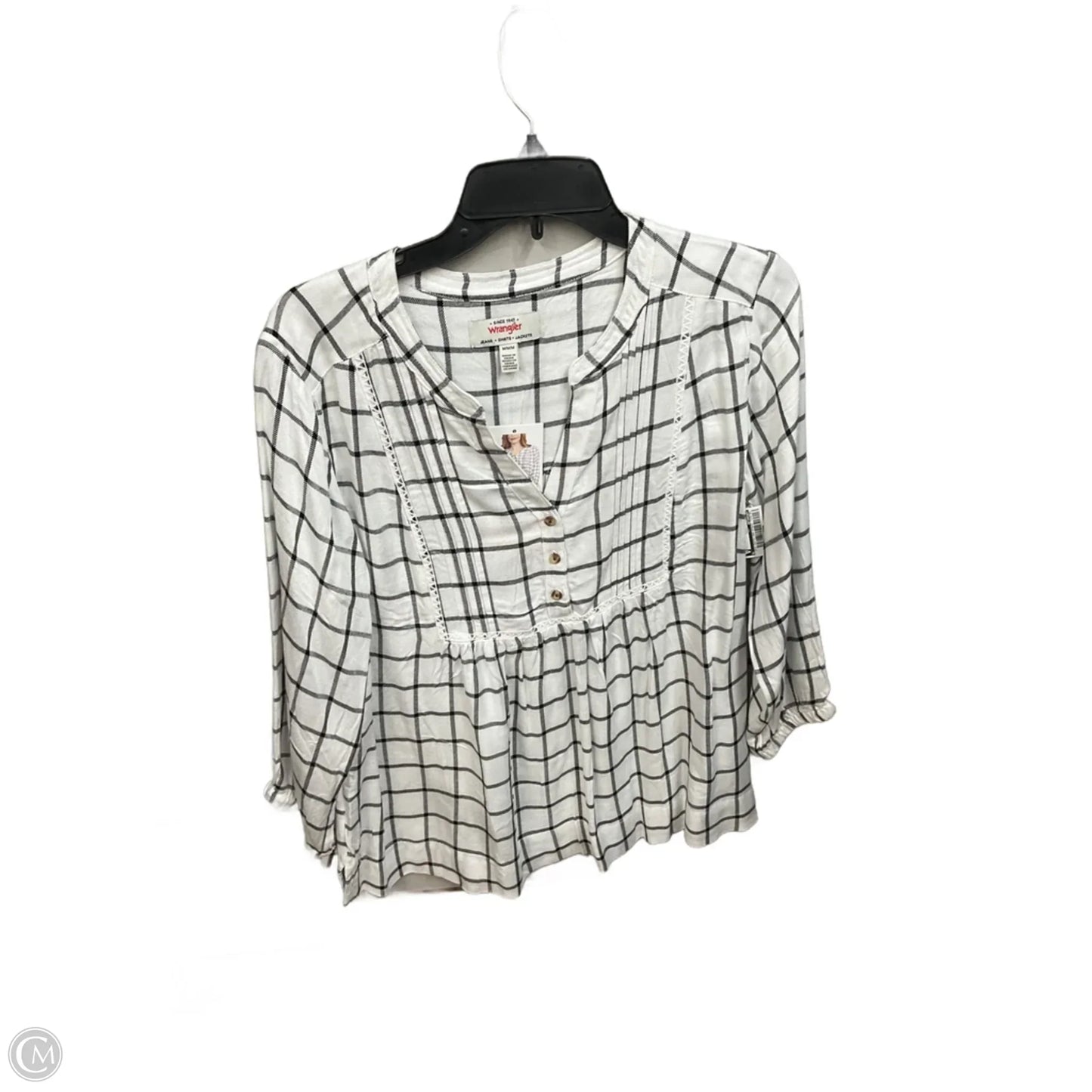 Top Long Sleeve By Wrangler In Black & White, Size: M